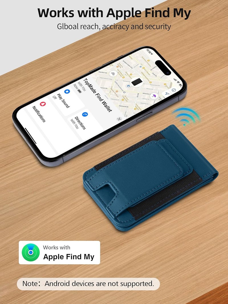 TopMade for MagSafe Wallet with Money Clip, Works with Apple Find My, Magnetic Wallet for iPhone 17/16/15/14/13/12 Series, for iPhone Wallet Stand with Finder Tracker, Dark Blue - Image 4